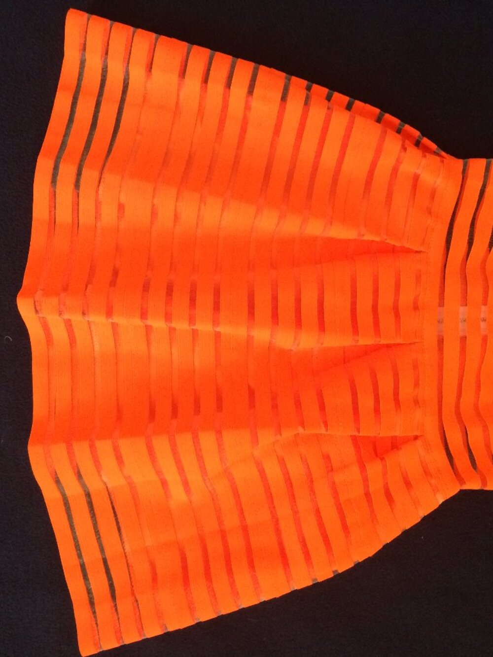 Florescent Orange JP striped skirt.